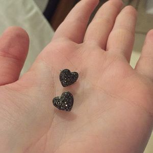 Betsey Johnson Black Heart Studs